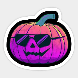 Synthwave Halloween Jack o Lantern Sticker